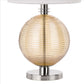 Table Lamp with Textured Glass Ball Accent White and Chrome BM241799