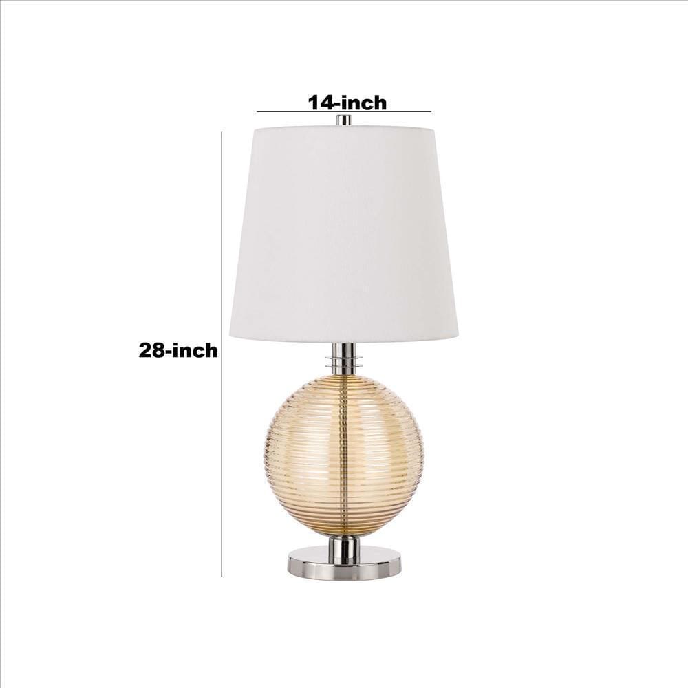 Table Lamp with Textured Glass Ball Accent White and Chrome BM241799