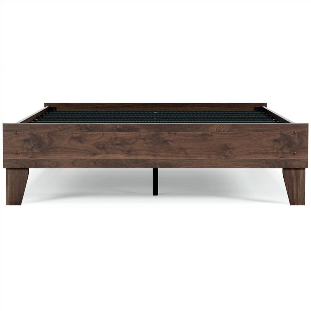 Full Platform Bed with Grain Details Brown BM241802