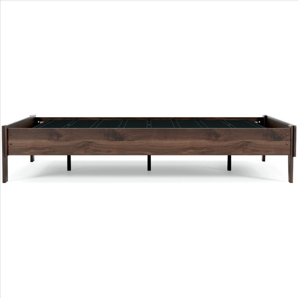 Full Platform Bed with Grain Details Brown BM241802