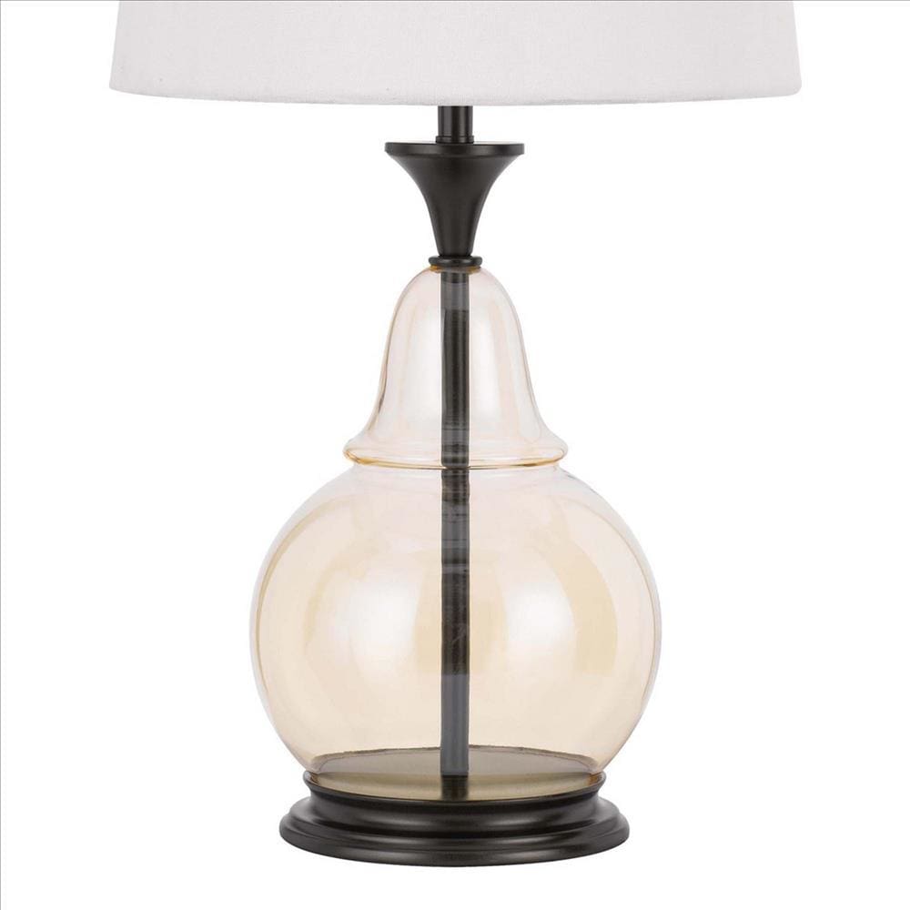 Table Lamp with Metal and Glass Jar Base White and Bronze BM241836