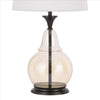 Table Lamp with Metal and Glass Jar Base White and Bronze BM241836