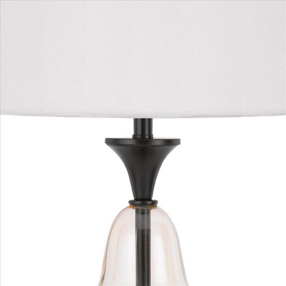 Table Lamp with Metal and Glass Jar Base White and Bronze BM241836