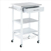 Kitchen Cart with 2 Wooden Shelves and 1 Drawer White BM241846