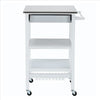 Kitchen Cart with 2 Wooden Shelves and 1 Drawer White BM241846