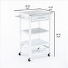 Kitchen Cart with 2 Wooden Shelves and 1 Drawer White BM241846