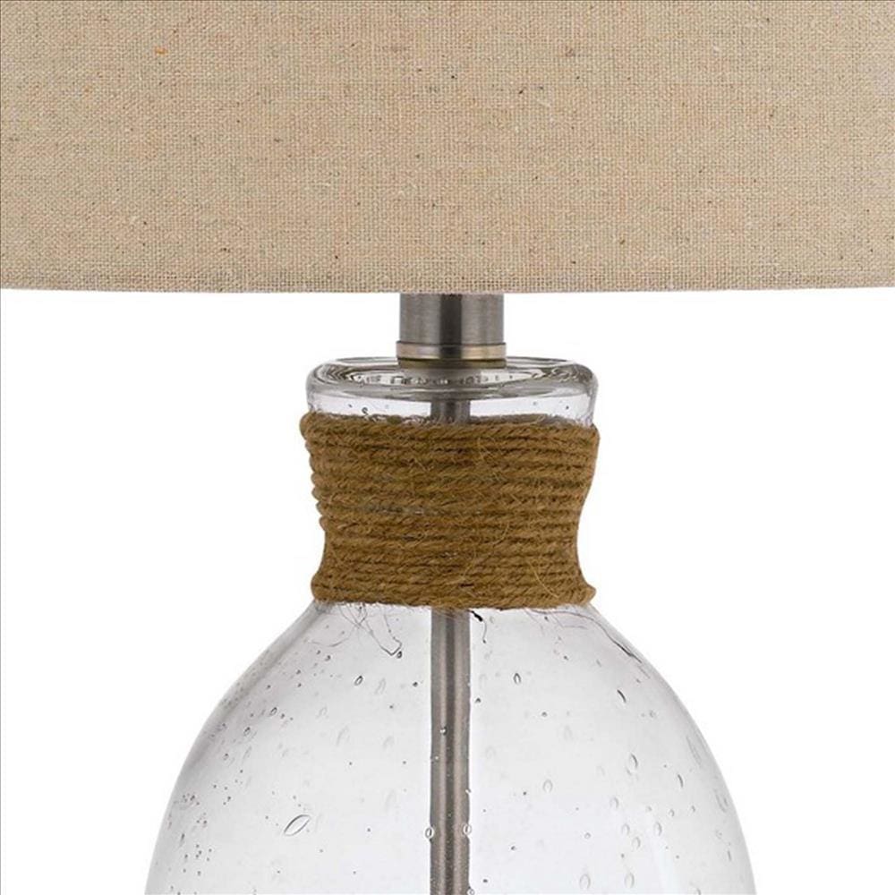 Table Lamp with Bubble Glass Body and Rope Accent Beige BM241867