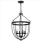 Chandelier with Metal Bird Cage Pendulum Design, Black