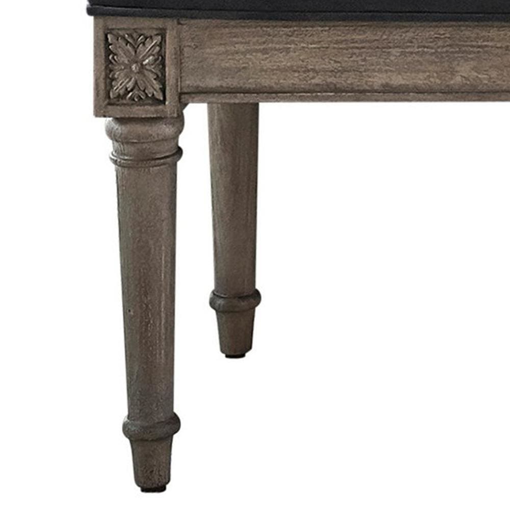 Bench with Velvet Upholstered Seat and 6 Legged Support Gray By Casagear Home BM242606