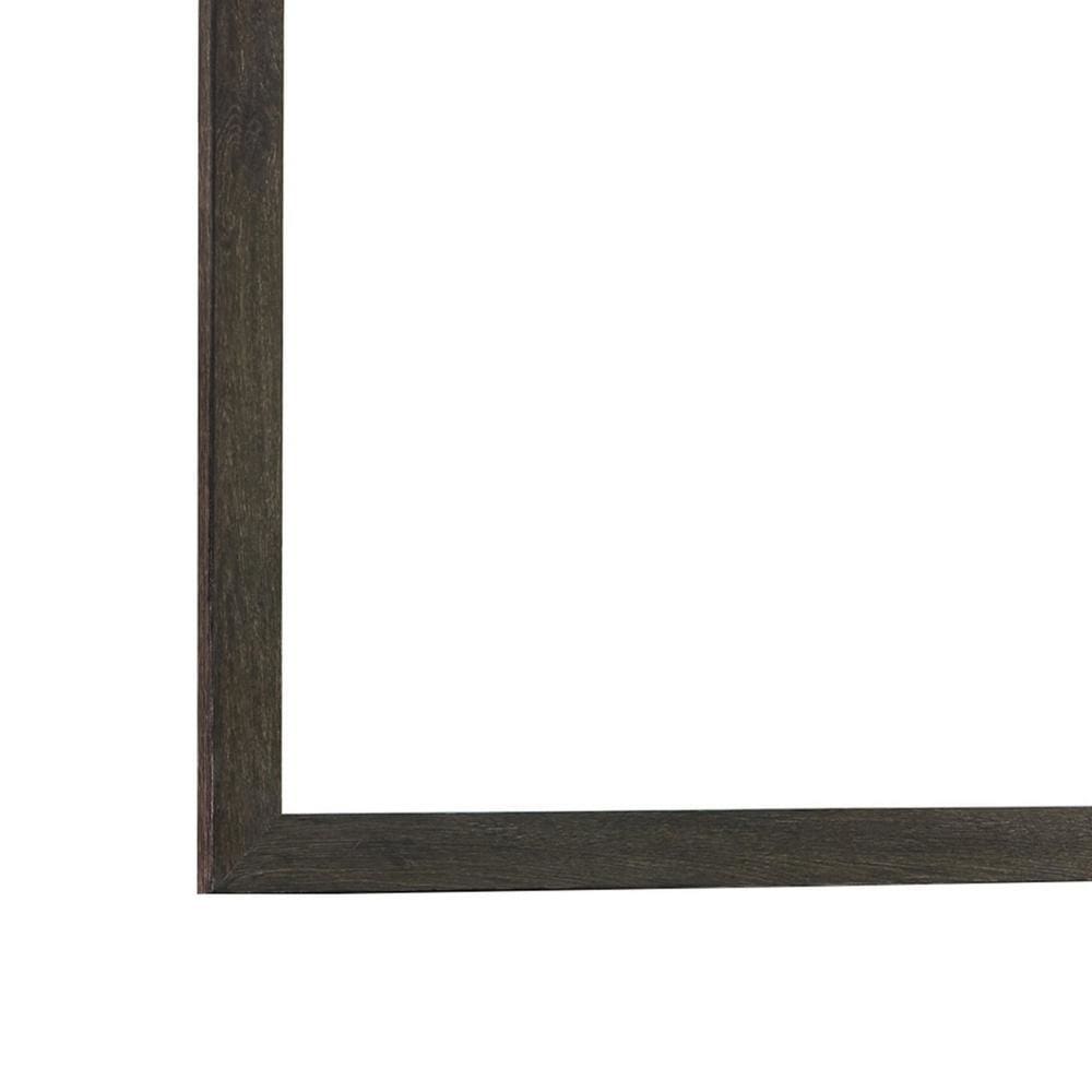 Mirror with Wooden Frame and Mounting Hardware Dark Brown By Casagear Home BM242642