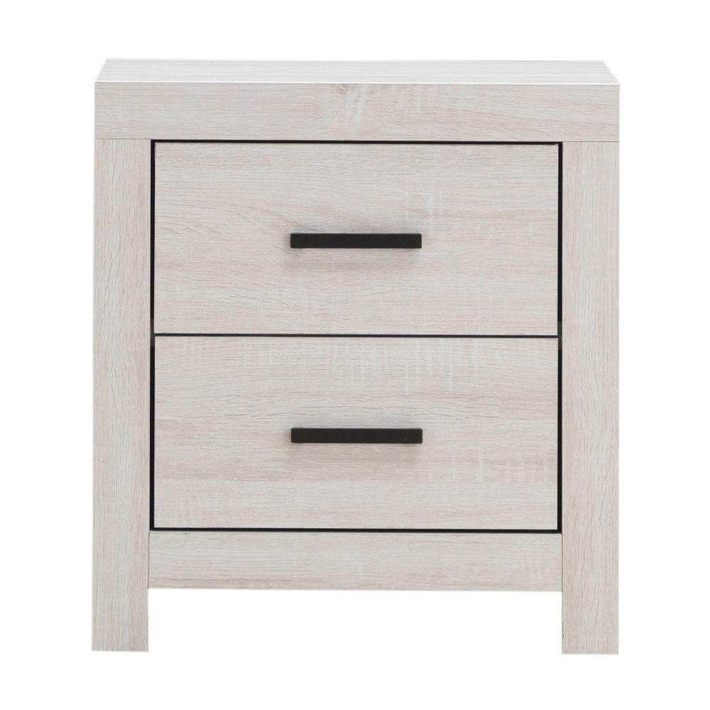 Nightstand with 2 Drawers and Metal Bar Pulls White By Casagear Home BM242652