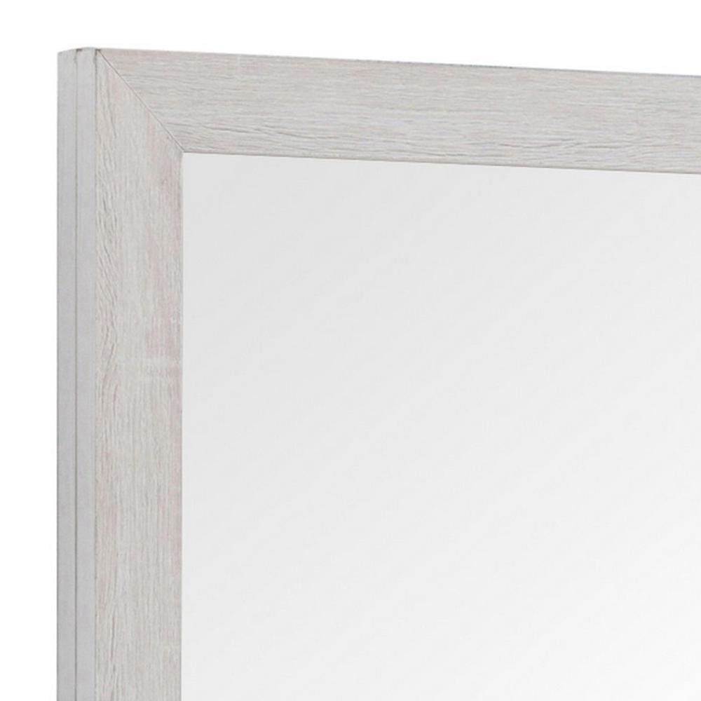 Mirror with Wooden Frame and Grain Details White By Casagear Home BM242654