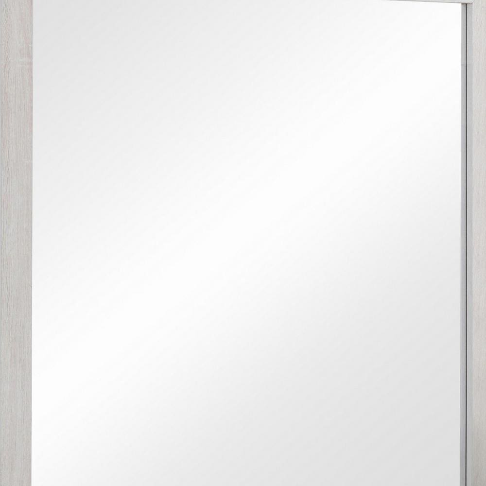 Mirror with Wooden Frame and Grain Details White By Casagear Home BM242654