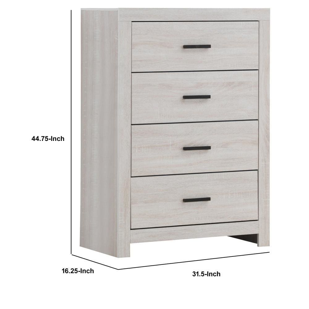 Chest with 5 Drawers and Metal Bar Pulls White By Casagear Home BM242655