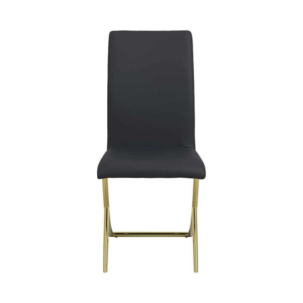 Side Chair with Cross Curved Metal Legs Set of 4 Gold and Black By Casagear Home BM242700