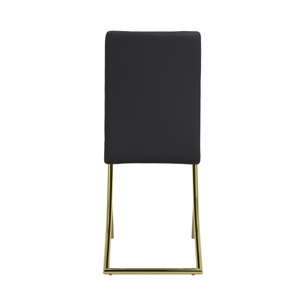 Side Chair with Cross Curved Metal Legs Set of 4 Gold and Black By Casagear Home BM242700