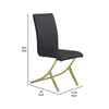 Side Chair with Cross Curved Metal Legs Set of 4 Gold and Black By Casagear Home BM242700