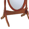 Standing Cheval Mirror with Oval Frame Turned Posts Brown By Casagear Home BM242736