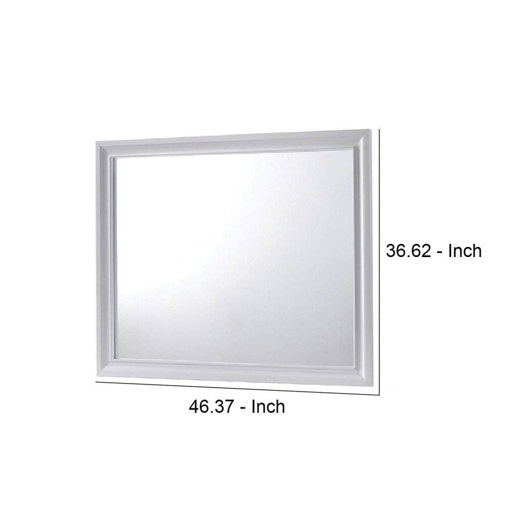 Wall Mirror with Molded Wooden Frame White By Casagear Home BM245807