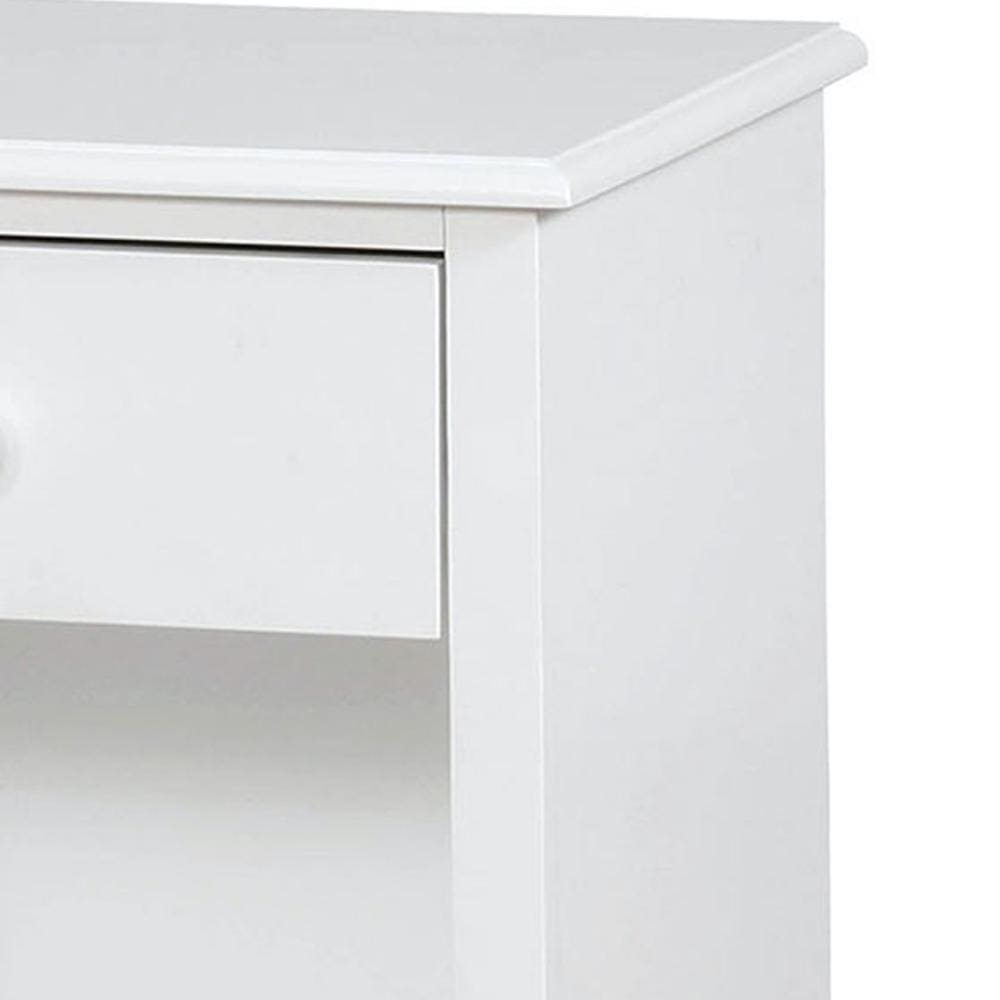 Nightstand with 1 Drawer and 1 Open Shelf White By Casagear Home BM245830