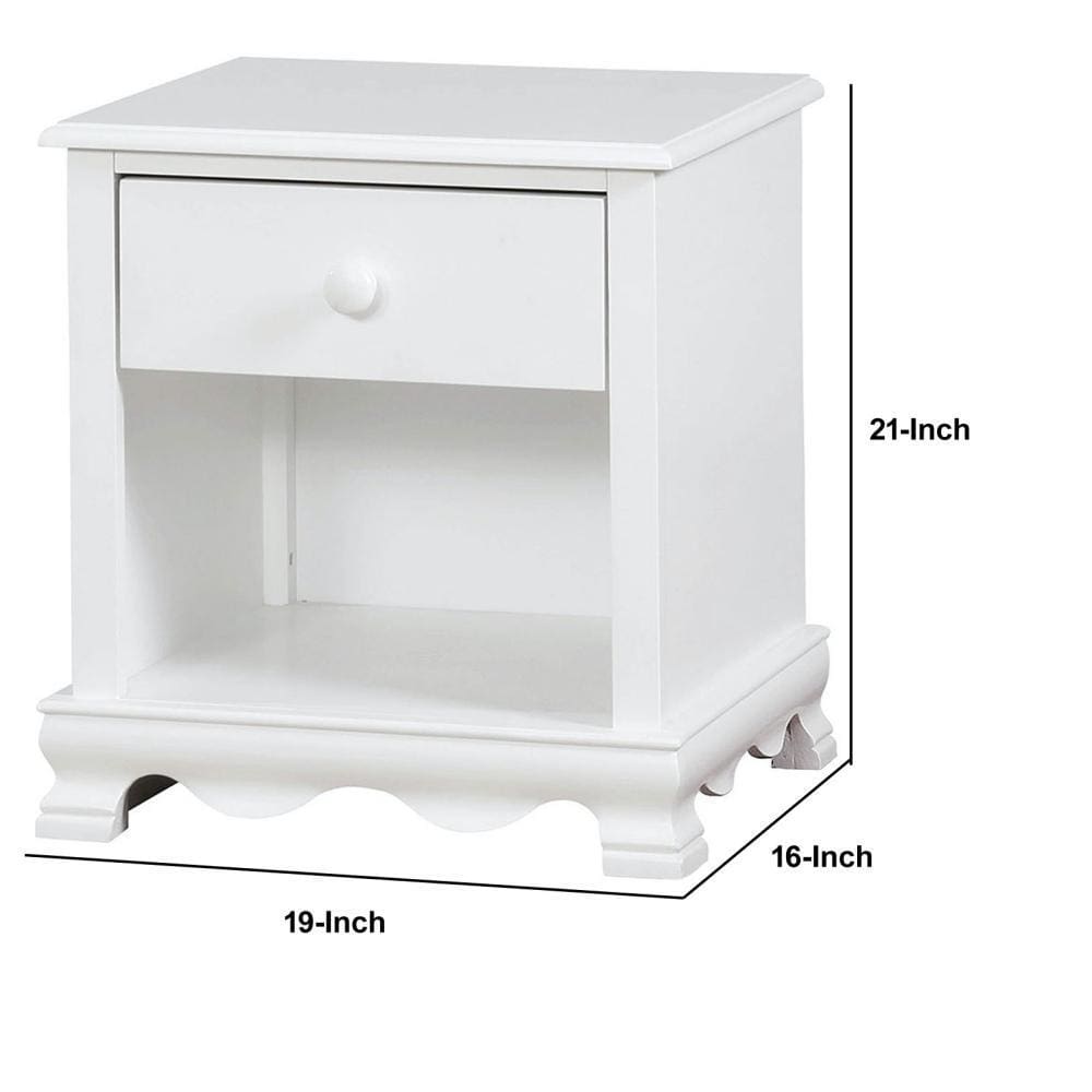 Nightstand with 1 Drawer and 1 Open Shelf White By Casagear Home BM245830