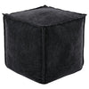 Cube Pouf with Cotton Velvet Cover, Black By Casagear Home