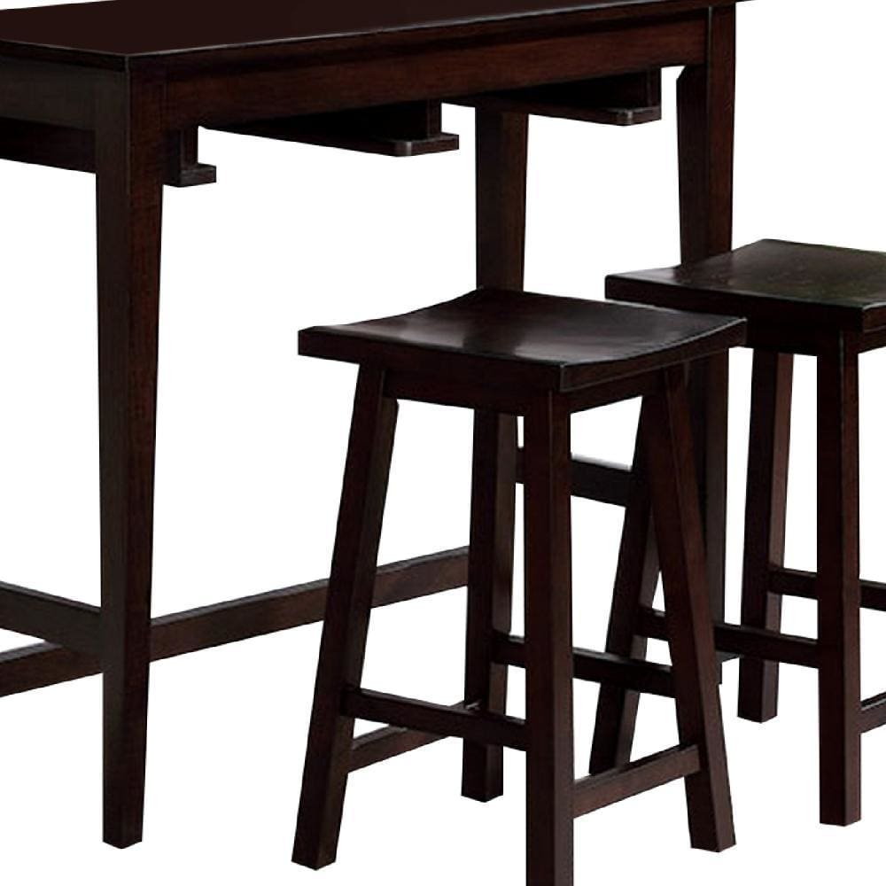 3 Piece Bar Table Set with Contoured Seat Espresso Brown By Casagear Home BM245922