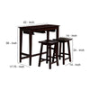 3 Piece Bar Table Set with Contoured Seat Espresso Brown By Casagear Home BM245922