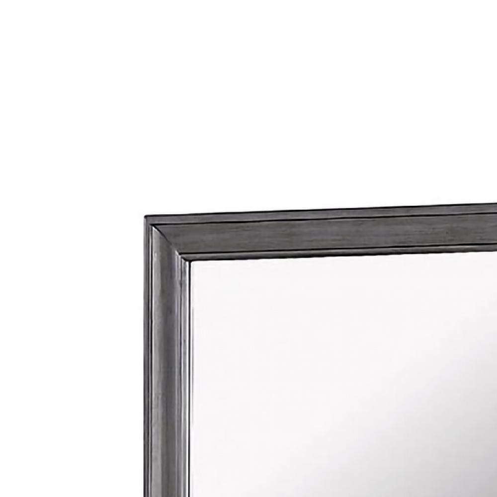 Mirror with Wooden Frame with Molded Trim Gray By Casagear Home BM245932