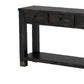 Sofa Table with 4 Drawers and Thick Block Legs Antique Black By Casagear Home BM245938