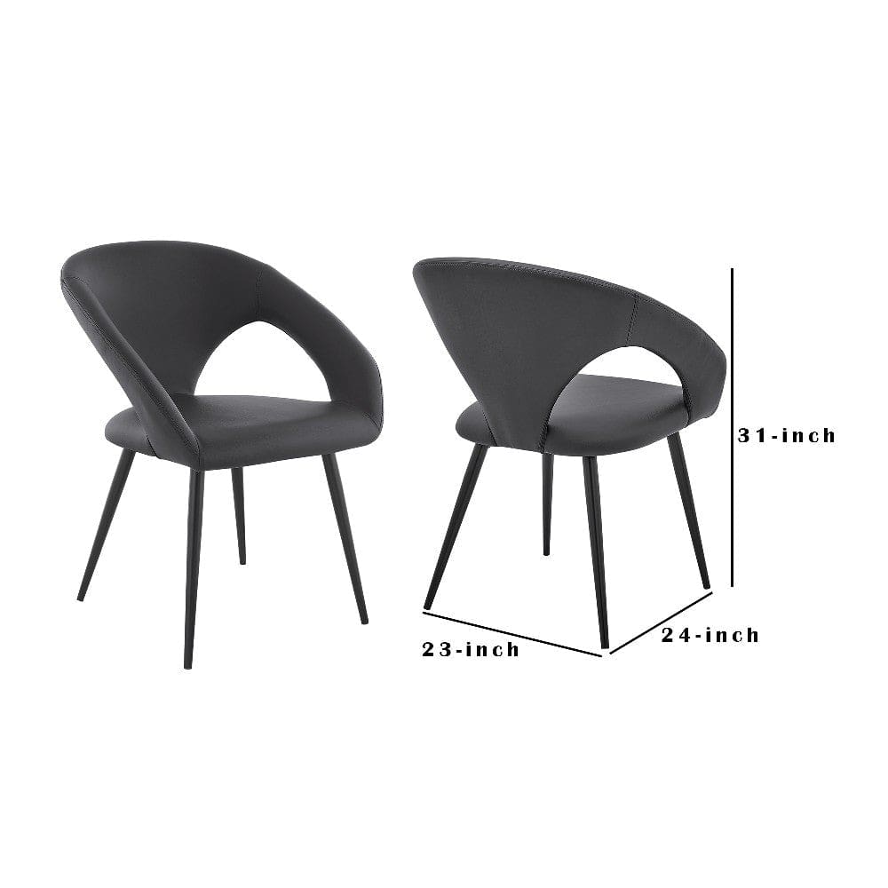 Elin Gray Faux Leather and Black Metal Dining Chairs - Set of 2 By Casagear Home BM245963