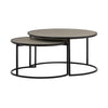 Rina Concrete and Black Metal 2 Piece Nesting Coffee Table Set By Casagear Home