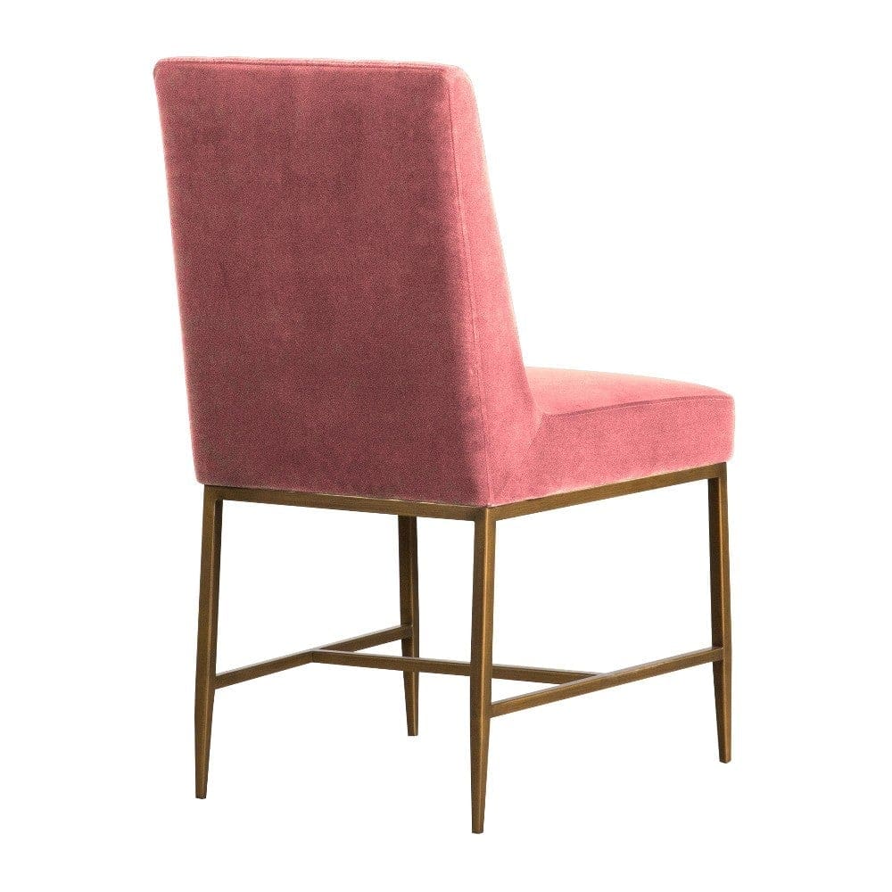 Memphis Pink Velvet and Antique Brass Accent Dining Chair- Set of 2 By Casagear Home BM246016