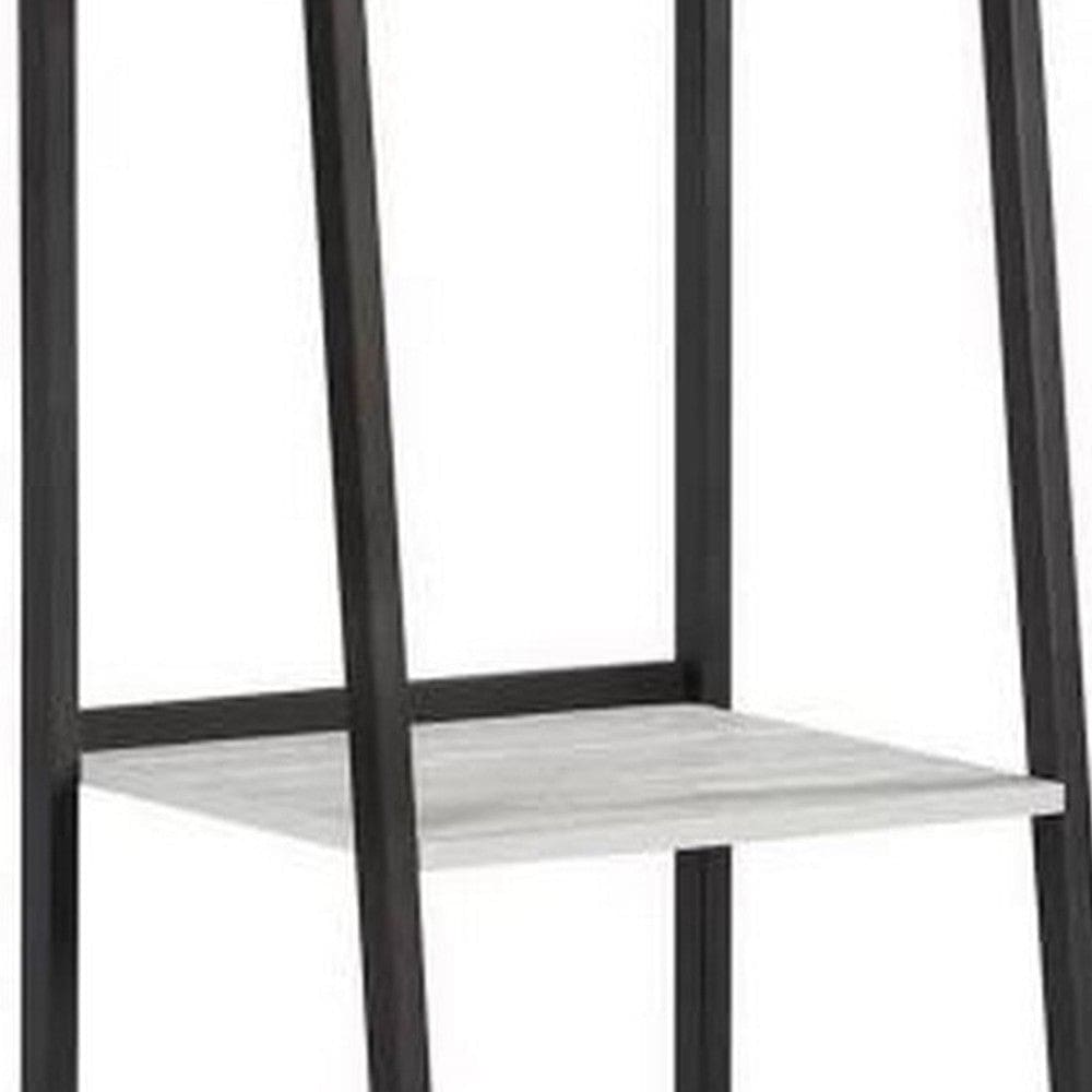 Ladder Bookcase with 4 Tier Shelves and Metal Frame Gray By Casagear Home BM246100