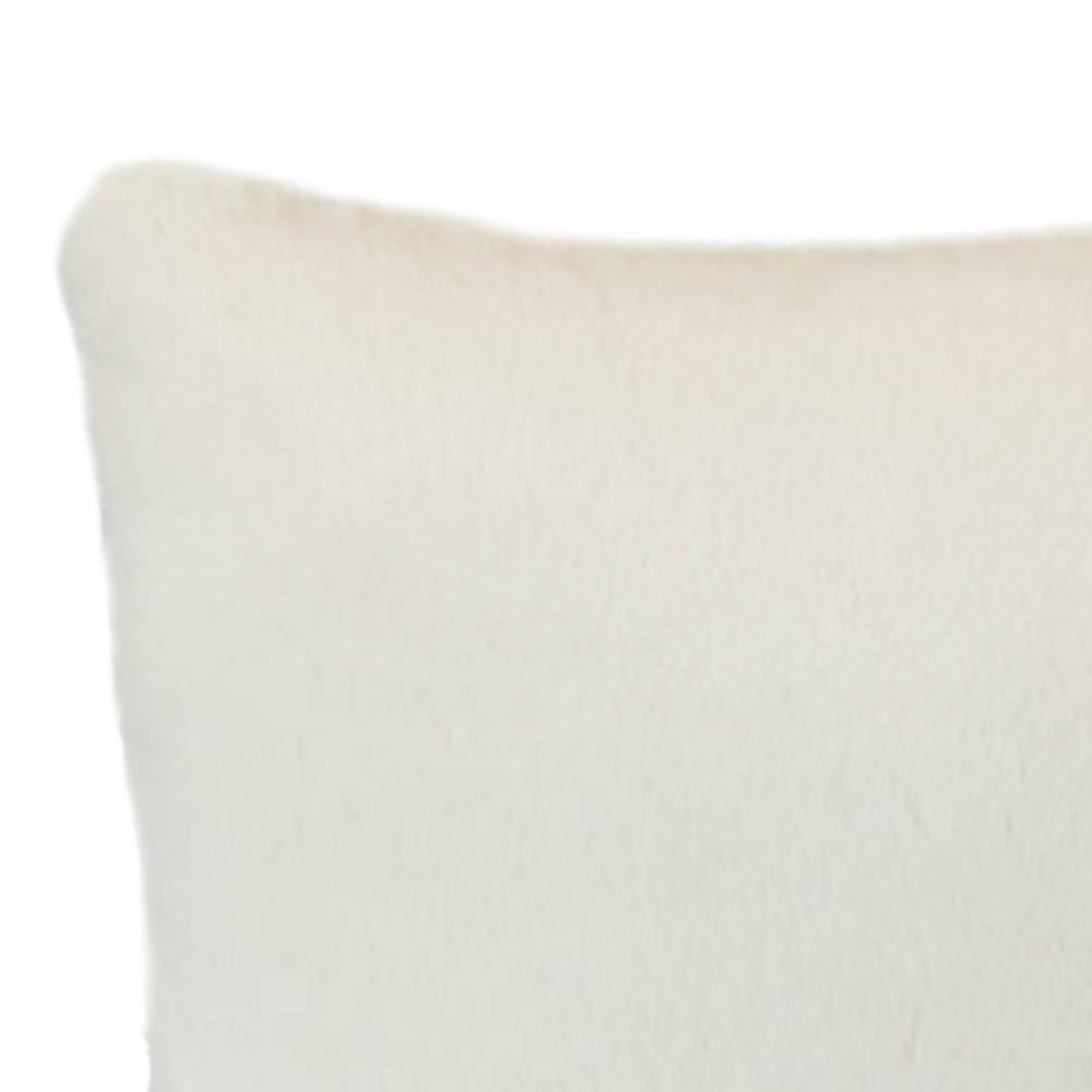 Faux Fur Pillow with Removable Cover and Zipper Closure Set of 2 White By Casagear Home BM246973