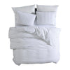 3 Piece Queen Comforter Set with Pinstripe Pattern White and Black By Casagear Home BM246985