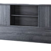 Twin Bookcase Headboard with 2 Sliding Doors Distressed Gray By Casagear Home BM247079