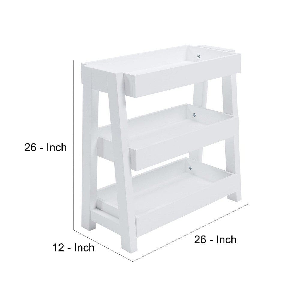 Accent Table with 3 Tier Tray Design Shelves White By Casagear Home BM248103