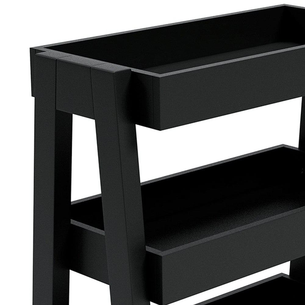 Accent Table with 3 Tier Tray Design Shelves Black By Casagear Home BM248106