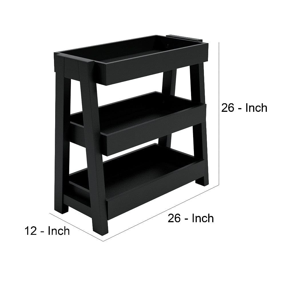 Accent Table with 3 Tier Tray Design Shelves Black By Casagear Home BM248106