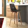 Swivel Counter Stool with Button Tufted Curved Back, Dark Brown By Casagear Home