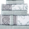 Veria 6 Piece Towel Set with Paisley and Floral Pattern The Urban Port Sage Blue By Casagear Home BM250061