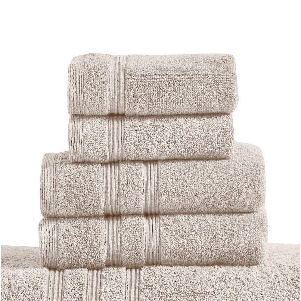 Veria 6 Piece Towel Set with Plush Cotton Fabric The Urban Port Beige By Casagear Home BM250065