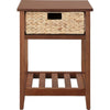 MDF Accent Table with Rattan Storage Basket and Slatted Shelf Brown By Casagear Home BM250178