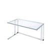 Writing Desk with Glass Top and Built in USB Port Clear and Chrome By Casagear Home BM250195