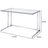 Writing Desk with Glass Top and Built in USB Port Clear and Chrome By Casagear Home BM250195