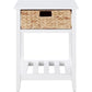 MDF Accent Table with Rattan Storage Basket and Slatted Shelf White By Casagear Home BM250229