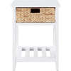 MDF Accent Table with Rattan Storage Basket and Slatted Shelf White By Casagear Home BM250229