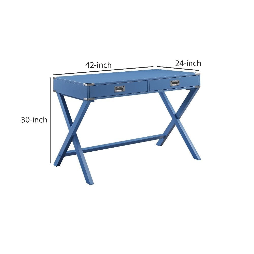 Wooden Home Office Writing Desk Blue By Casagear Home BM250253