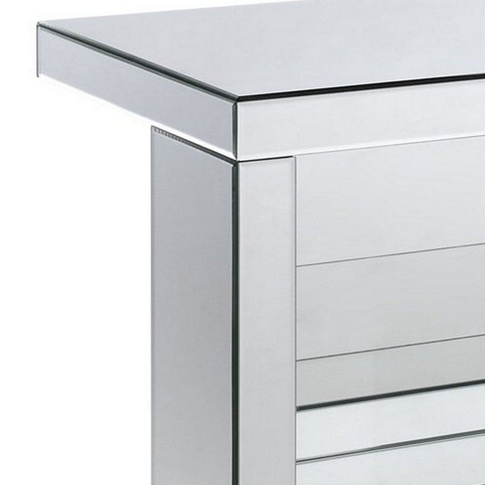 Accent Table with Mirrored Panels and C Shape Silver By Casagear Home BM250272